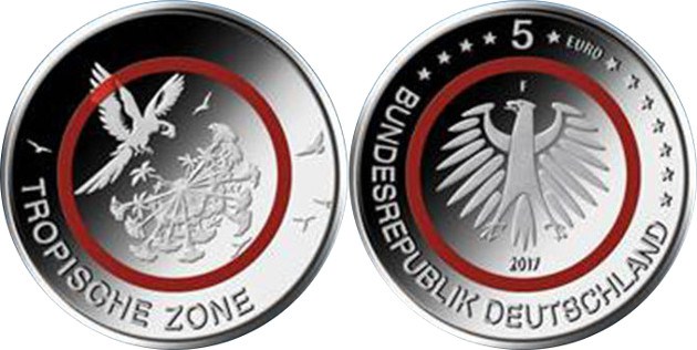 Moneda de 5 Alemania 2017  Zona Tropical